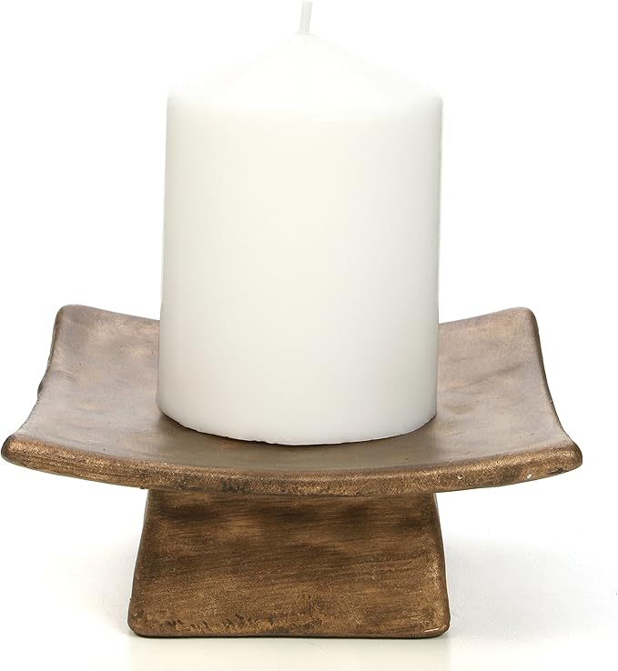 Hosley Square Pillar Candle Holders & Incense Stick Holder for Modern Ritual Accessories for Mindful Living Ideal for Home Décor, Office, Livingroom, Spa
