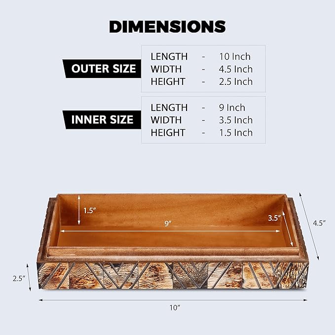 Handicrafts Home Decorative Storage Box 10x4.5 – Remote Control Holder, Jewelry Organizer, Modern Decorative Box with Lid, Boho Chic Home Décor Accent, Vintage Memory Box for Living Room Shelf Décor