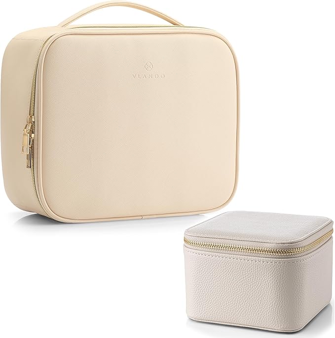 Vlando Make up Bag for Travel and Small Jewelry Case for Girl Gift,Earrings Necklace Ring Box