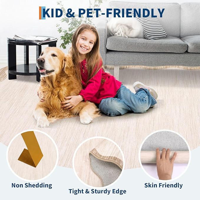 GarveeHome Scalloped Washable Runner Rug 2x6 Non Slip Kitchen Rugs Modern Beige Indoor Entryway Rug Farmhouse Soft Bath Mat Stain Resistant Carpet for Bedroom Hallway Laundry 2 ft x6 ft Beige