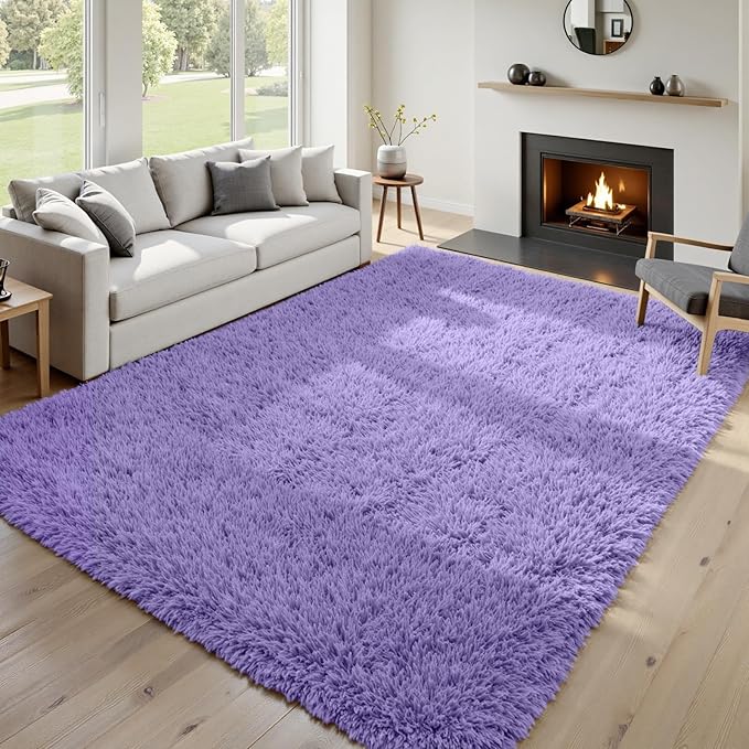 6x9 Area Rugs for Living Room Rug: Soft Fluffy Shag Purple Rugs for Bedroom, Non-Slip Large Fuzzy Plush Rug Indoor Floor Carpet for Nursery Kids Boys Girls Room, Dorms, Playroom, Modern Home Decor