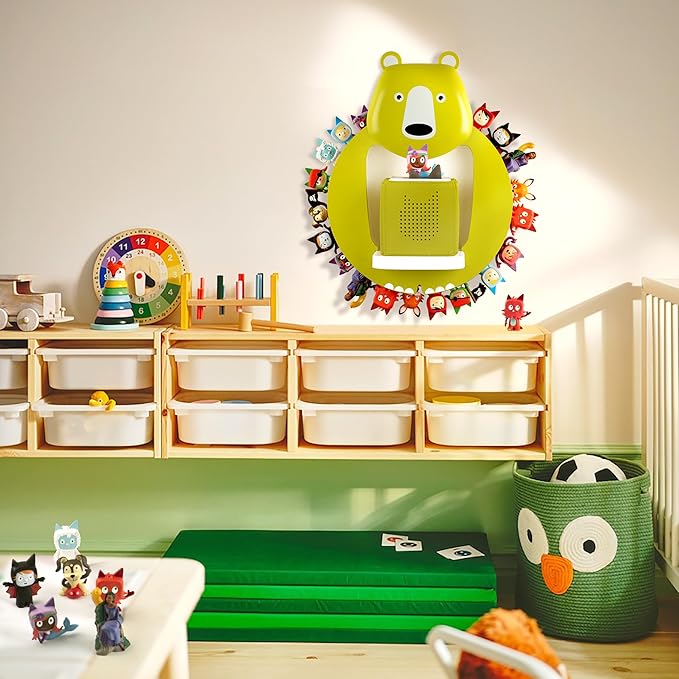 TonieBox Storage,Tonies Storage Shelf,Creative Bear Design Children's Magnetic Tonies Shelf,30-40pcs Tonies Figures Floating Shelf for Tonies Figures Display (Green).