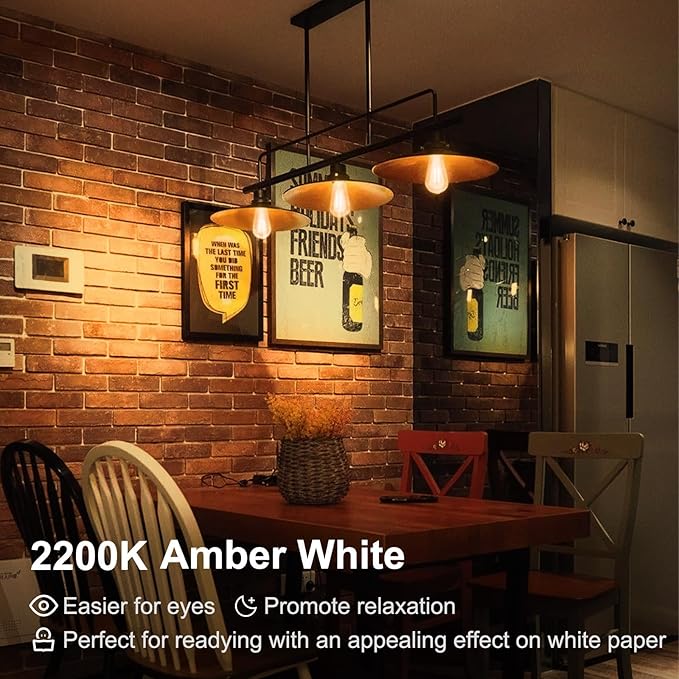 TJOY 12 Pack Vintage LED Edison Amber Light Bulbs, 60W Equivalent, Dimmable, 8W, 800 Lumens, 2200K Soft White, ST58, E26 Base LED Filament Bulbs, CRI80+, Antique Glass Style for Home, Bedroom