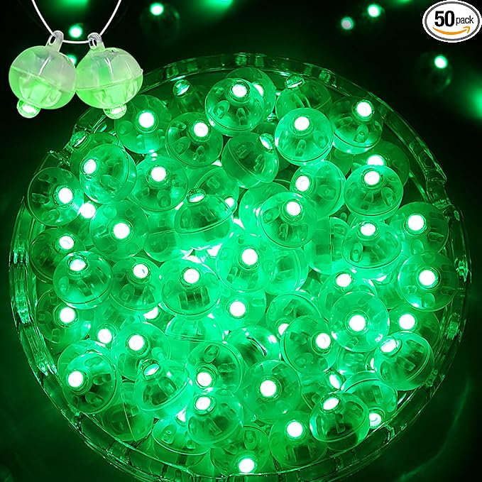 50PCs Mini Led Lights, Blinking Led Balloons Light for Neon Party Lights, Paper Lanterns, Easter Eggs, Birthday Party, Wedding, Halloween, Christmas Decoration (Blinking Green)