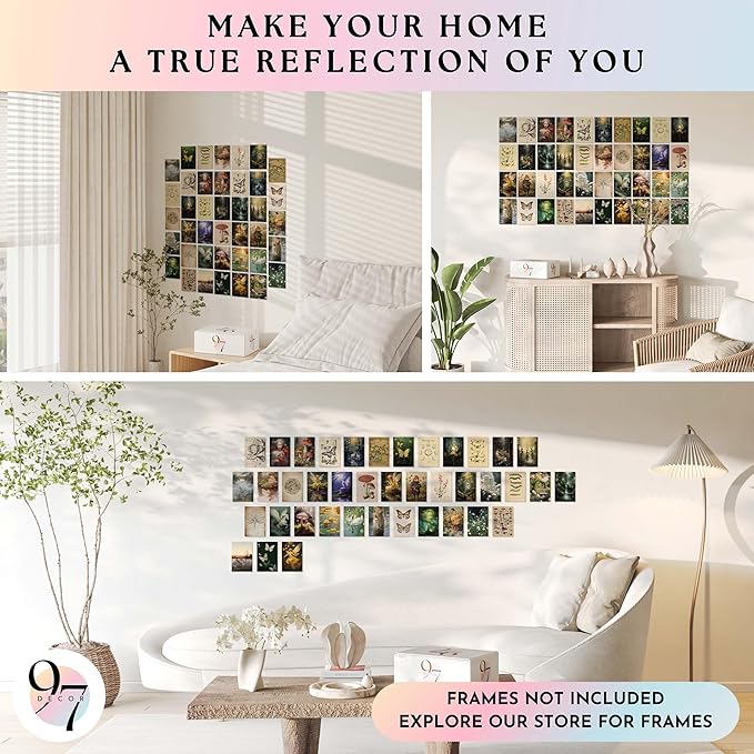 97 Decor Fairycore Room Decor - 40pcs Fairycore Decor Aesthetic Pictures, Cottagecore Wall Art, Goblincore Earthy Wall Art, Vintage Fairy Posters Mushroom Prints for Dorm Bedroom (4"x6")