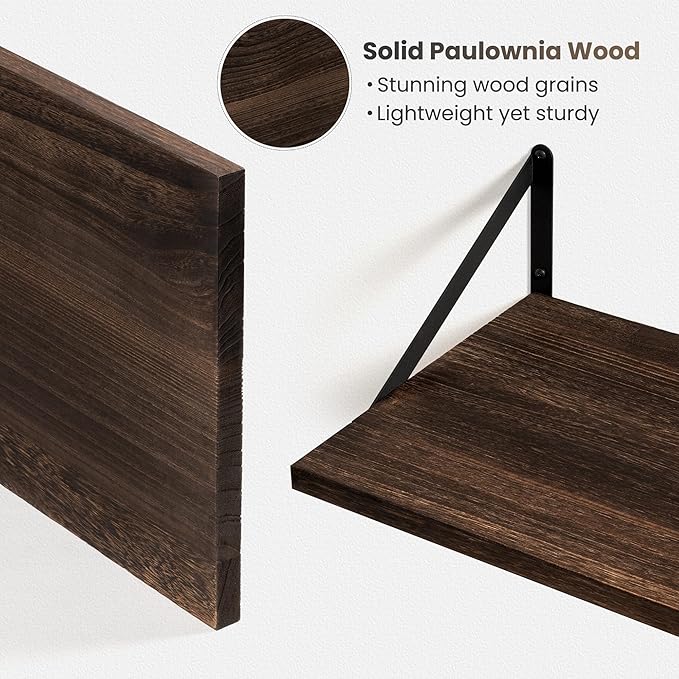 Marsmiles Deep Floating Shelves for Wall - 36 Inch Wide x 12 Inch Deep Wall Shelves Set of 2 - Rustic Wood Floating Shelves for Living Room Bedroom Bathroom