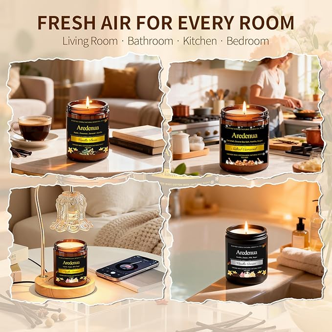 Vanilla Cream Odor Eliminating Soy Candles for Home - Removing Pet, Kitchen & Bathroom Odors, Fresh Air Scented Candle with Clean Vanilla Aroma, Long-Lasting