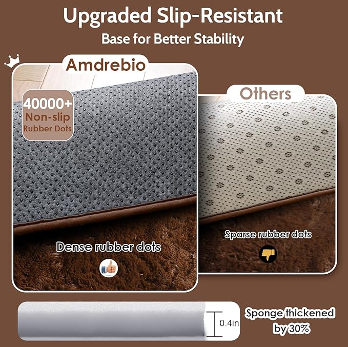 Amdrebio Dark Brown Area Rugs for Bedroom Living Room, Fluffy Shaggy Plush 4x6 Rug for Kids Room Decor Aesthetic, Modern Cool Fuzzy Furry Chocolate Coffee Carpet for Classroom Playroom Dorm Nursery