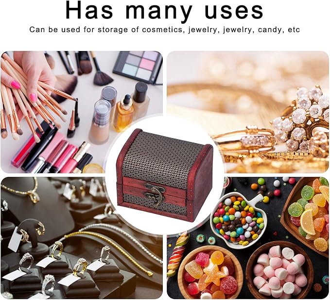 Gavigain 4PCS Retro Wooden Storage Box, Art Craft Classic Ornament Jewelry Organizer for Cosmetics Sweets Bedroom Home Decor
