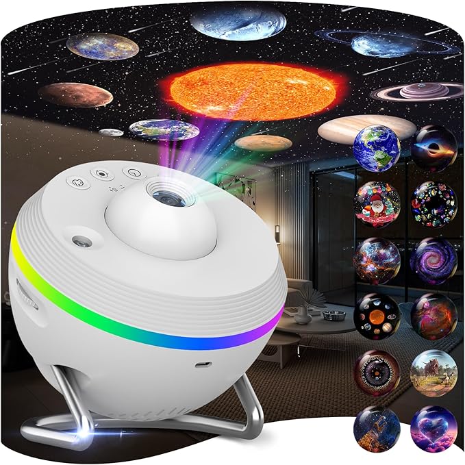 Galaxy Projector, 13 in 1 HD Planetarium Star Projector for Bedroom with Meteor Milky Way, Space Ceiling Starry Night Light Projector for Kid Adult, Led Galaxy Light with Timer, Ideal Gift (White)