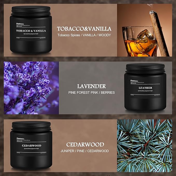 9 Pack Scented Candles Set Gifts for Men,Aromatherapy Candle Set with Scents (Vanilla/Lavender/Cedarwood) - Gift for Dad, Boyfriend, Birthday, Father’s Day, Anniversary