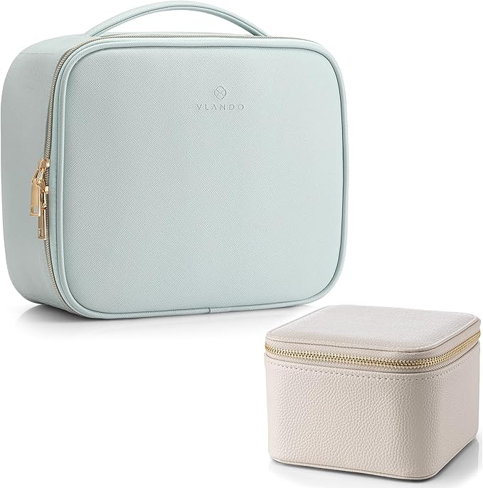 Vlando Make up Bag for Travel and Small Jewelry Case for Girl Gift,Earrings Necklace Ring Box
