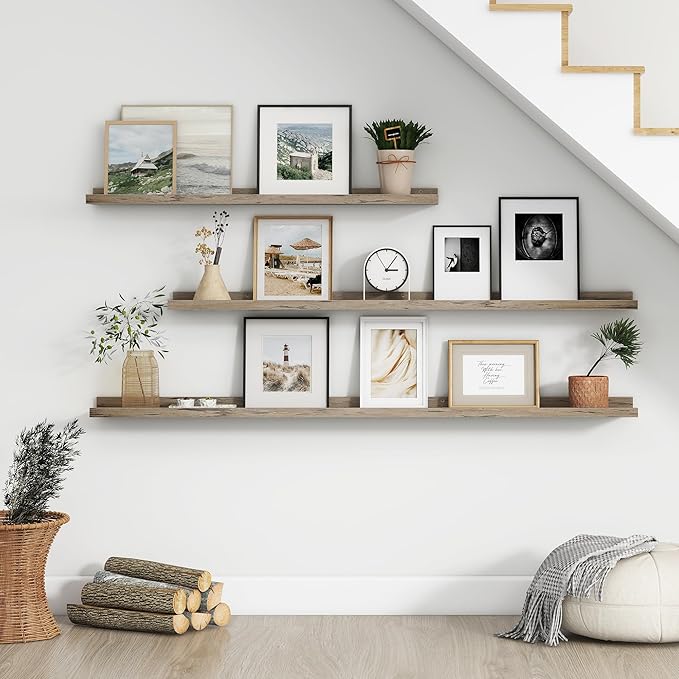 FLYJOE Floating Picture Ledge Shelves for Wall Set of 4, 36 Inch Wall Shelves with Lip Long Large Nursery Book Shelf for Toys Storage Kids Bookshelf Wall Mounted Living Room Bedroom Decor Frames
