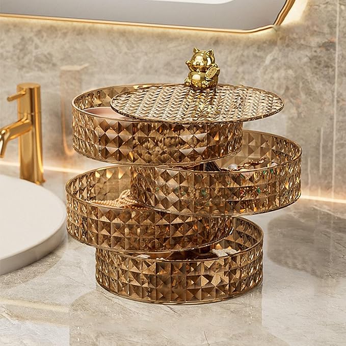 Jewelry Box Rotatable Jewelry Storage Case Jewelry Holder Jewelry Display Organizer Rotatable Jewelry Case Display Organizer for Bathroom Desk (B)