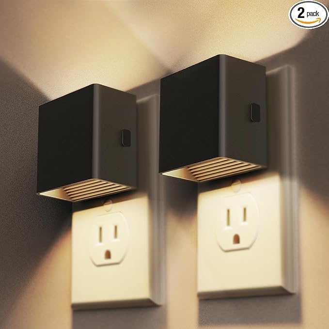 DORESshop LED Night Lights Plug into Wall [2 Pack], Plug in Nightlight, 3 Level Brightness Adjustable Night Light, Dusk to Dawn Sensor, Nightlights for Adults, Bedroom, Bathroom, Hallway, 3000K
