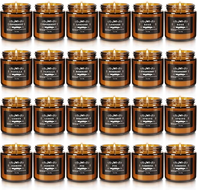YOROXRG 24 Pcs Scented Candles with Added Natural Essential Oils, 3.05oz, Suitable for Various Festivals, Parties, Yoga, and Home Scene