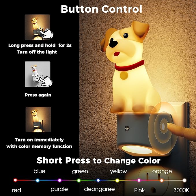 L LOHAS LED Night Light for Kids,3D Cute Puppy Night Lights,Schnauzer with Dusk to Dawn Sensor, RGB+Soft White 3000K,Dog Night Light,Birthday Gift Nightlight for Kids, Room Decor