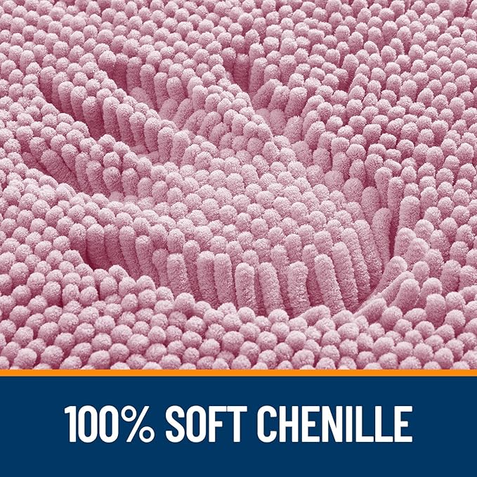 OLANLY Large Bathroom Rugs 44x32, Extra Soft Absorbent Chenille Bath Rugs, Rubber Backing Quick Dry, Machine Washable Bath Mats for Bathroom Floor, Tub and Shower, Home Decor Accessories, Dusty Rose
