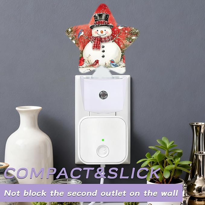 Nightlight,Snowman Bird Decorative Night Lights Plug Into Wall,Christmas Night Light with Auto Sensor for Bedroom,Nursery,Hallway,Stairway,Gifts