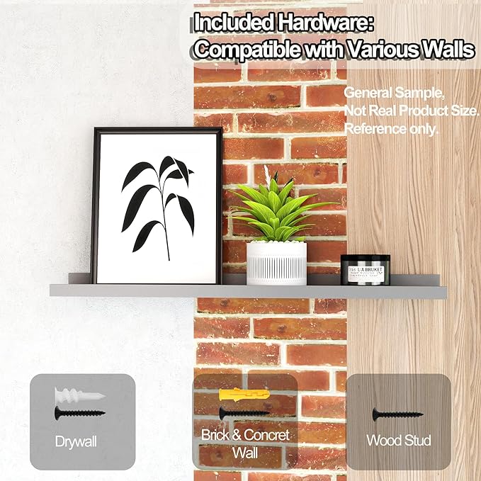 Floating Shelves for Wall Decor, Long Wall Mounted Storage Shelf for Bedroom, Living Room, Bathroom, Kitchen, Nursery, Display Picture Ledge Shelf with Lip Set of 2-48 Inches, Walnut