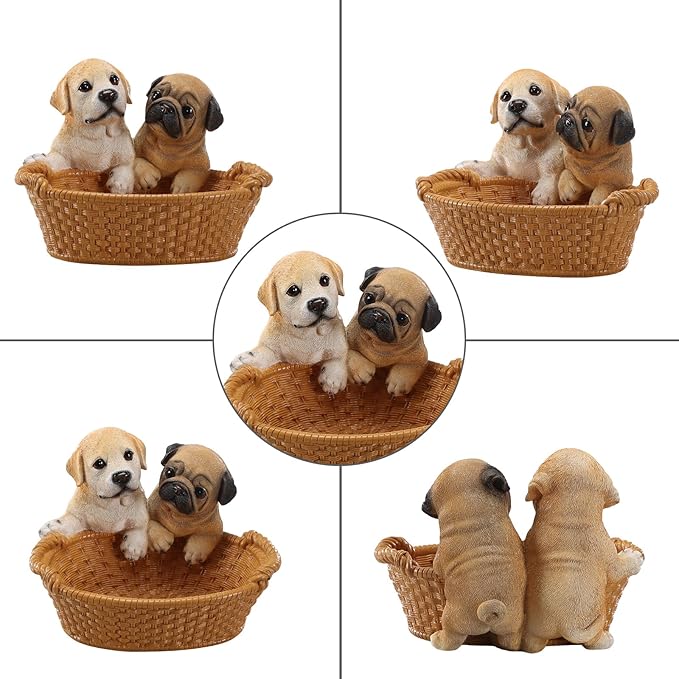 Dog Resin Storage Basket, Desktop Organizer for Remote & Keys, Cute Home Decor Tray, Ideal present for Pet Lovers.(Labrador & Pug )
