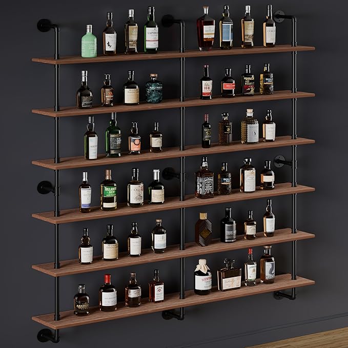 HDDFER Floating Shelves for Wall Living Room Shelves Bookshelf Industrial Pipe Shelving Shelf Real Wood Planks 60 inch Rustic Wall Shelves Hanging Bookshelves Farmhouse Kitchen Bar Shelving