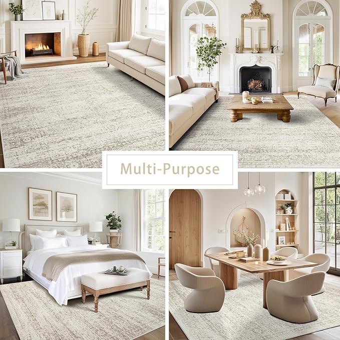 Srugn Washable Rugs 3x5 Area Rugs for Living Room,Bedroom- Non Slip Vintage Entryway Rug for Indoor Entry,Kitchen,Bathroom,Kids Girls Room,Home,Office,Ultra Soft Faux Wool Laundry Room Small Carpets