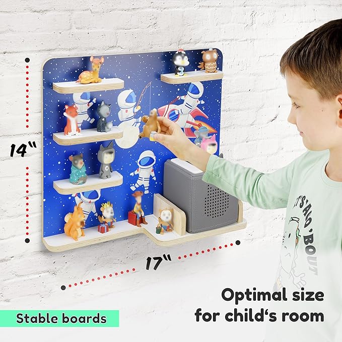stadtecken Wooden Shelf for Music Box I Suitable for The Toniebox and Tonies I Perfect Storage in The Children's Room I for Setting up or Hanging (Cosmos, Medium)