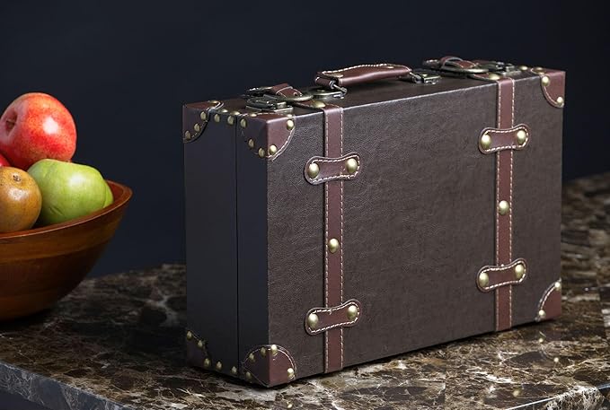 wald imports - Paperboard Suitcase -Decorative Storage Boxes - Suitcase for Decoration, Storage, and More (Brown)