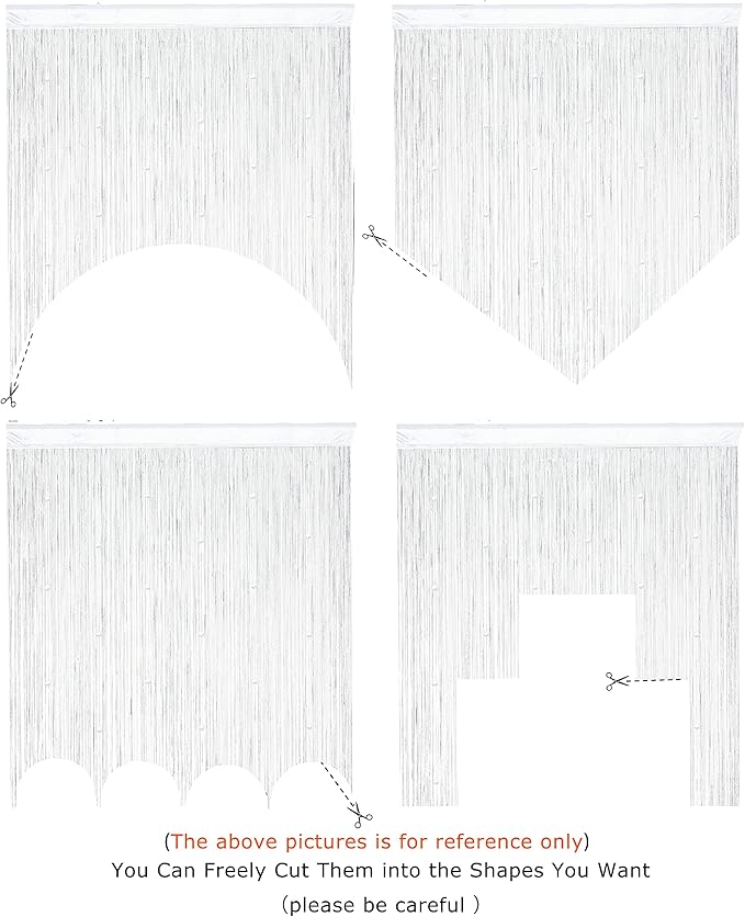 YaoYue Beaded Curtain Door String Curtains for Doorway Tassels Beads Hanging Fringe Hippie Room Divider Window Hallway Entrance Wall Closet Bedroom Privacy Decor (39×79in/100×200cm, White)