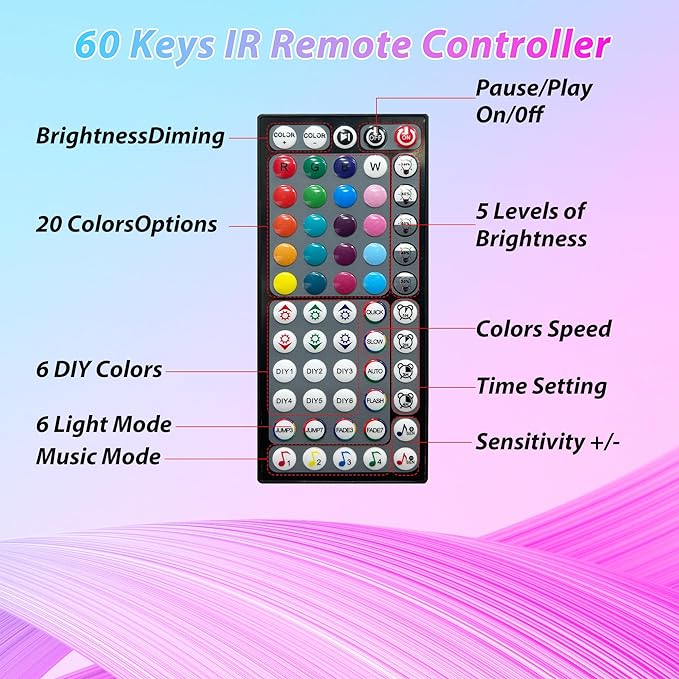 Ledagic Led Lights for Bedroom 50 ft, Color Changing Led Strip Lights with App & Remote Control, Dimmable RGB Music Sync Lights for Bedroom with Timer, Ideal for Party, Home Decoration, Gaming