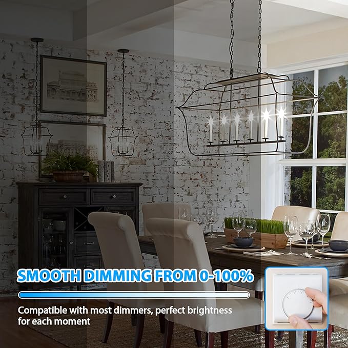 24-Pack Dimmable E12 LED Candelabra Bulbs, 40W Equivalent 5000K Daylight White Chandelier Light Bulbs, 4W 460 Lumen Vintage Flame Tip Candle Bulbs for Lamp, Ceiling Fan, Home Decor