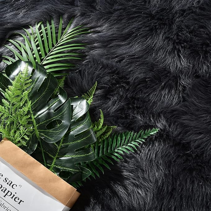 Latepis Dark Gray Faux Fur Rug 3x4 Area Sheepskin Rug for Bedroom Bedside Living Room Rugs for Sofa Cushion Playing Luxury Home Decor