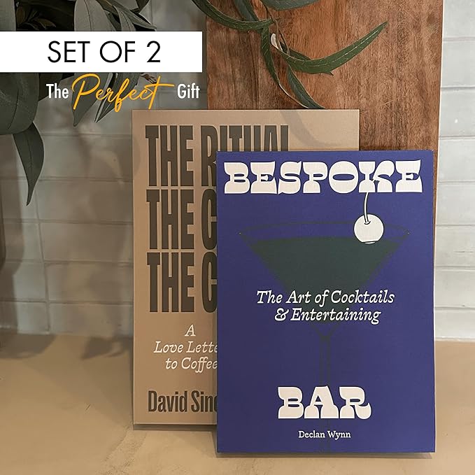 MESMOS Set of 2 Faux Decorative Coffee Table Books, Fake Book Storage Boxes for Home Decoration & Bookshelf Decor, Aesthetic Console Table Decor, Drinks Edition