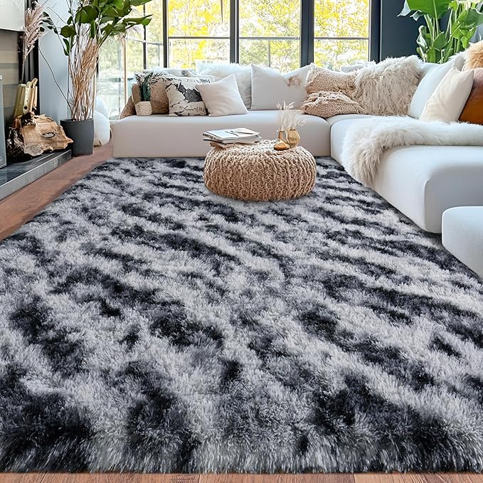 Ultra Soft Rugs for Living Room Bedroom, 5x7 Area Rugs for Living Room, Modern Shaggy Carpets Fuzzy Rug for Boys Girls Dorm Nursery Home Decor Aesthetic, Upgrade Non-Slip Durable, Tie Dyed Stripes