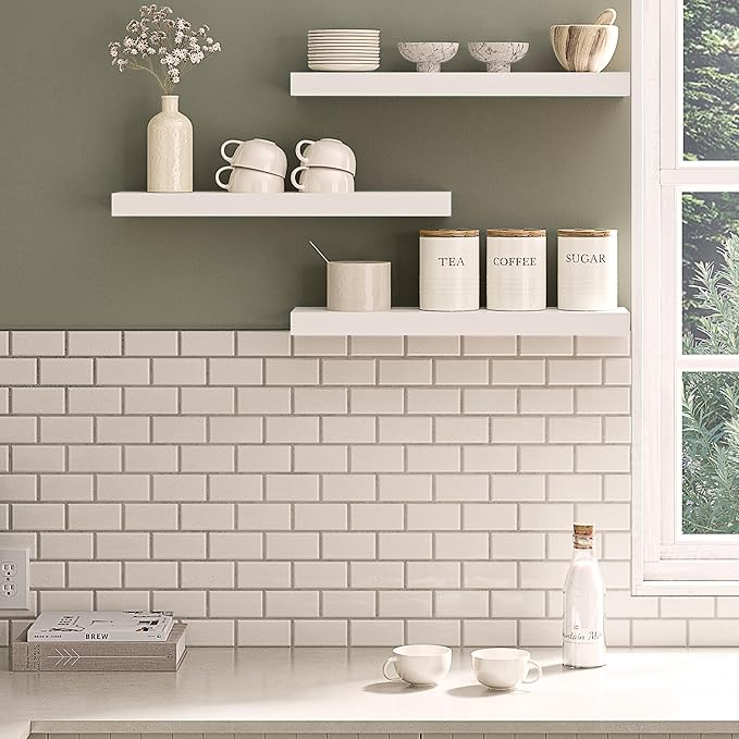 Ballucci Floating Shelves for Wall, 24" Wood Wall Shelf Set of 3, Invisible Brackets Floating Shelf, Decor Living Room, Bathroom, Bedroom, Kitchen, 6" Depth, White