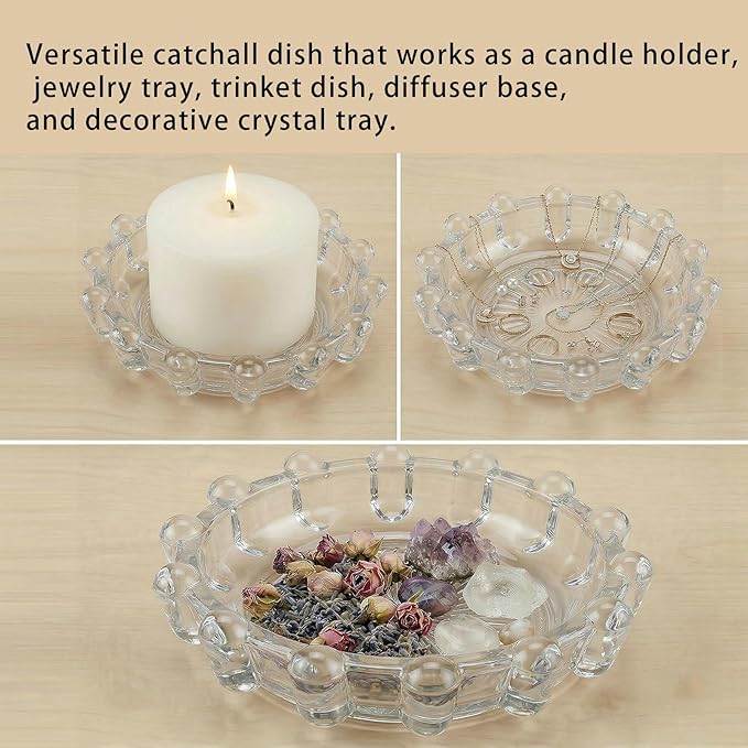 Bubble Smoky Glass Candle Holder – Modern Anthropologie-Inspired Decor Dish for Small Candles & Diffusers | Stylish Tabletop Accent for Home Bar & Cozy Living Spaces (1, Clear)