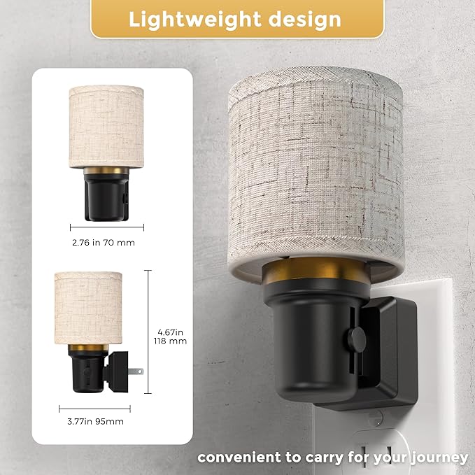 L LOHAS LED Night Lights Plug into Wall,Linen Fabric Cylinder Decor Night Light, Dusk to Dawn Sensor Vintage Nightlight, 5000K Daylight 0-100LM Dimmable, for Bedroom Living Room Hallway