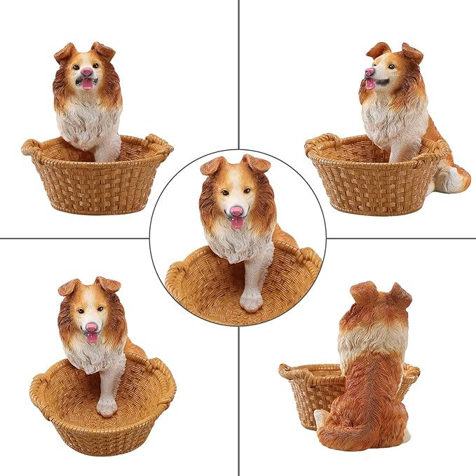 Dog Resin Storage Basket, Desktop Organizer for Remote & Keys, Cute Home Decor Tray, Ideal present for Pet Lovers.(Pomeranian)