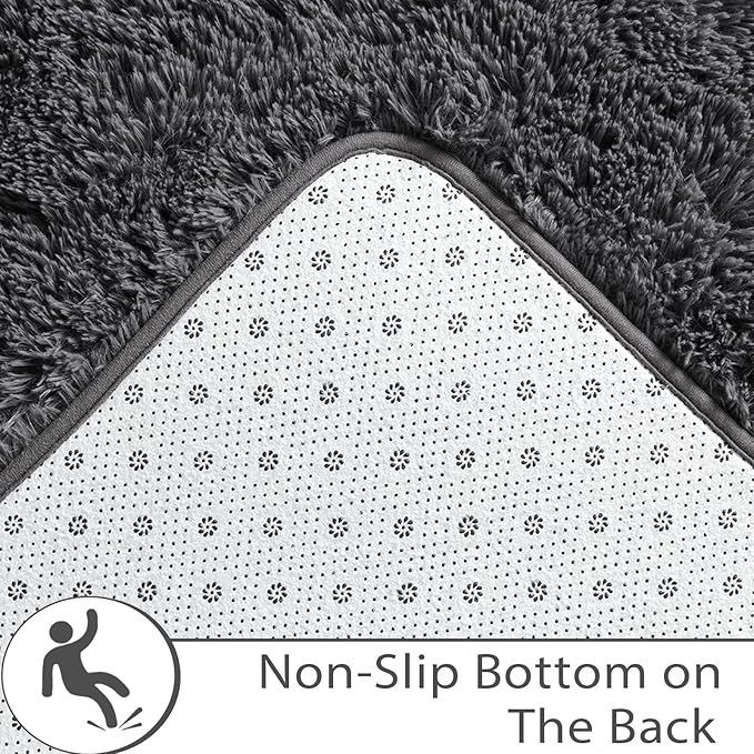 Area Rugs for Living Room, 5x7 Soft Fluffy Shaggy Rug, Machine Washable Non-Slip Plush Fuzzy Indoor Carpet, Aesthetic Home Decor for Bedroom,Kids Room,Nursery,Dorm, Smoky Gray