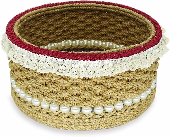 Zenpeace Wicker Small Round Basket, Suitable For Hand-Woven Basket In Bedrooms, Kitchens, Bathrooms and Living Rooms, for Organizing and Decorating Projects, Storage Various Items and Keys