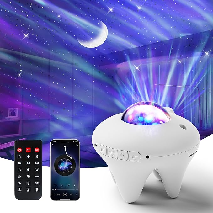 Galaxy Projector with Moon,Northern Galaxy Light Aurora Star Projector with Bluetooth Speaker Timer and Remote Control,Night Lights for Bedroom Decor, Gifts for Kids, Christmas,Birthday