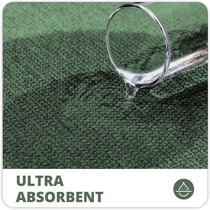 Bosap Bathroom Rugs Set 2 Pieces,Thin Bathroom Mats,Toilet Rugs,Quick Dry,Non-Slip,Machine Washable,Low Pile,Absorbent Bath Mats,Shower,Sink,Home Decor Accessories.Green,1'5"x2'3"+1'8"x2" U Shape