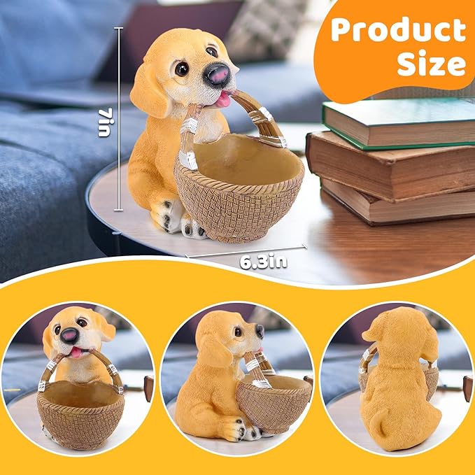 Dog Candy dish Candy bowl, key bowl for entryway table,Funny Dog Dish Key Holder Bowl,Statues for Office Desk Home Decor Entryway Table Decor Storage Basket (Labrador)