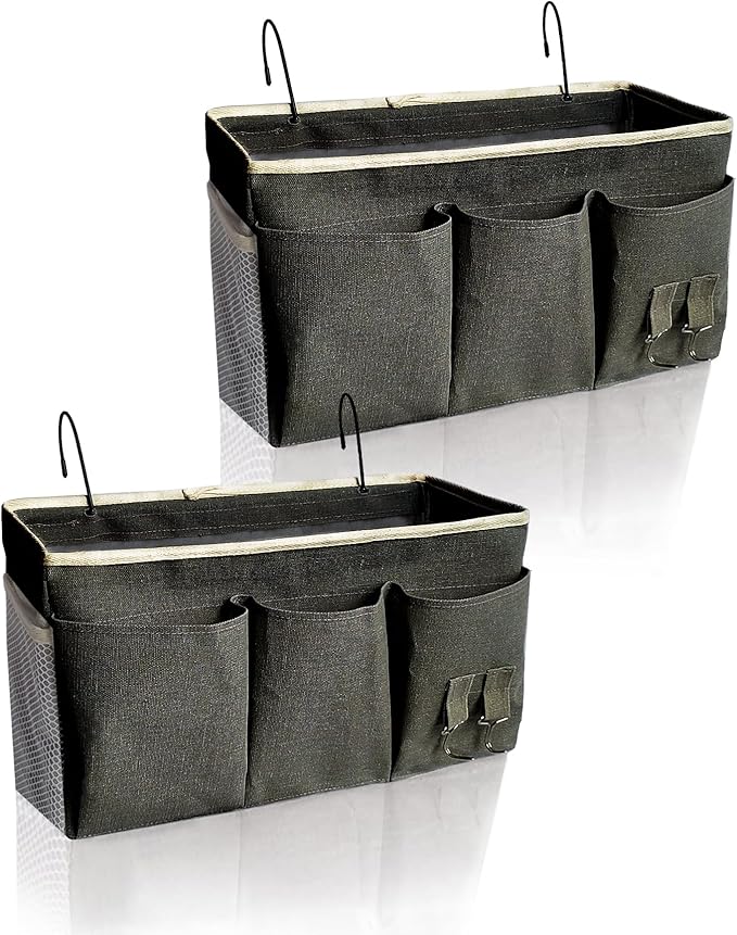 Bedside Caddy, Bedside Hanging Storage Organizer forBunk and Hospital Beds,College Dorm Bed，Can be Placed Glasses Books Mobile Phones(Black 2)…