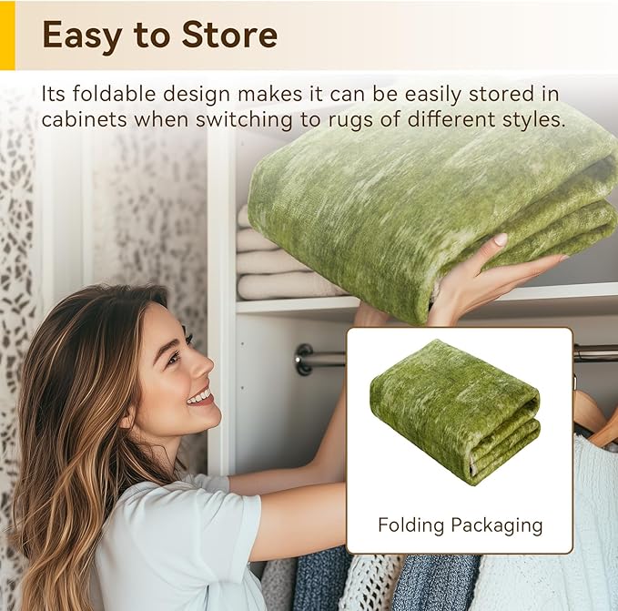 RELEANY Washable Area Rugs 8'x10' Non-Slip Modern Abstract Soft for Living Room Entryway Bedroom Nursery, Print Pattern, Grass Green