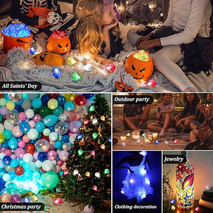 100Pcs Balloon Lights with Clear Hanging Line, Long Standby Time Mini Ball Lights for Party Decorations, Paper Lantern, Easter Eggs, Birthday Party, Halloween Christmas Decoration(Glow steadily White)