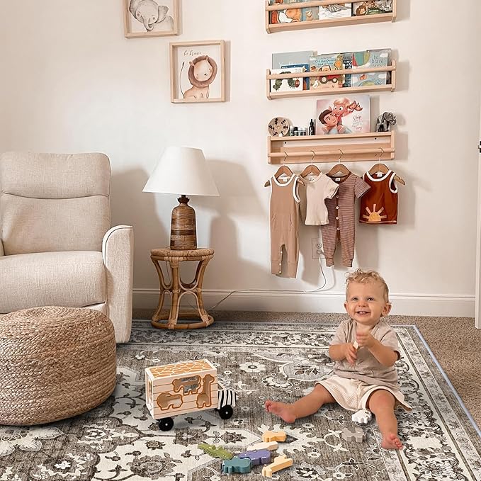 TOPRUUG Washable 12x15 Area Rug - Extra Large Rugs for Living Room Soft Low Pile Carpet for Bedroom Non-Slip Stain Resistant Vintage Indoor Floor Carpets (Beige, 12x15)