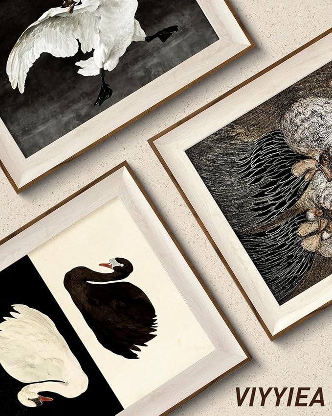 VIYYIEA Framed Wall Art for Living Room, Swan Canvas Prints, Vintage Home Decor, Animals Painting Picture, Bathroom Wall Decor Gifts for Friends or Family - 12L x 10W