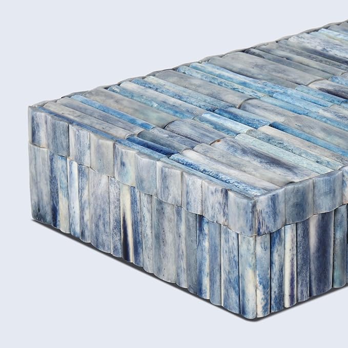 Handicrafts Home Large Decorative Storage Box 12x6– Coffee Table Organizer Box, Modern Home Décor Accent, Keepsake Memory Box, Jewelry Storage Box, Boho Decorative Box with Lid for Shelf, Mantle Decor